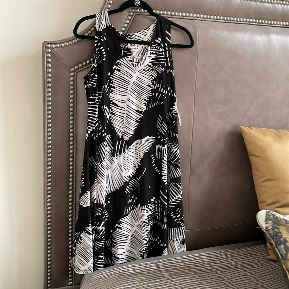 Black and white swing style dress